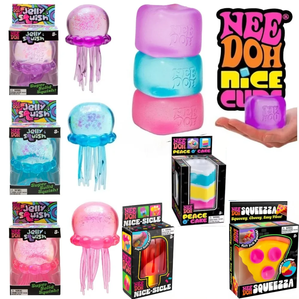 Juguete de moda 2026: Nee Doh Jellyfish y Nice Cube Squish, juguete sensorial suave de gelatina para apretar, regalo para aliviar el estrés.