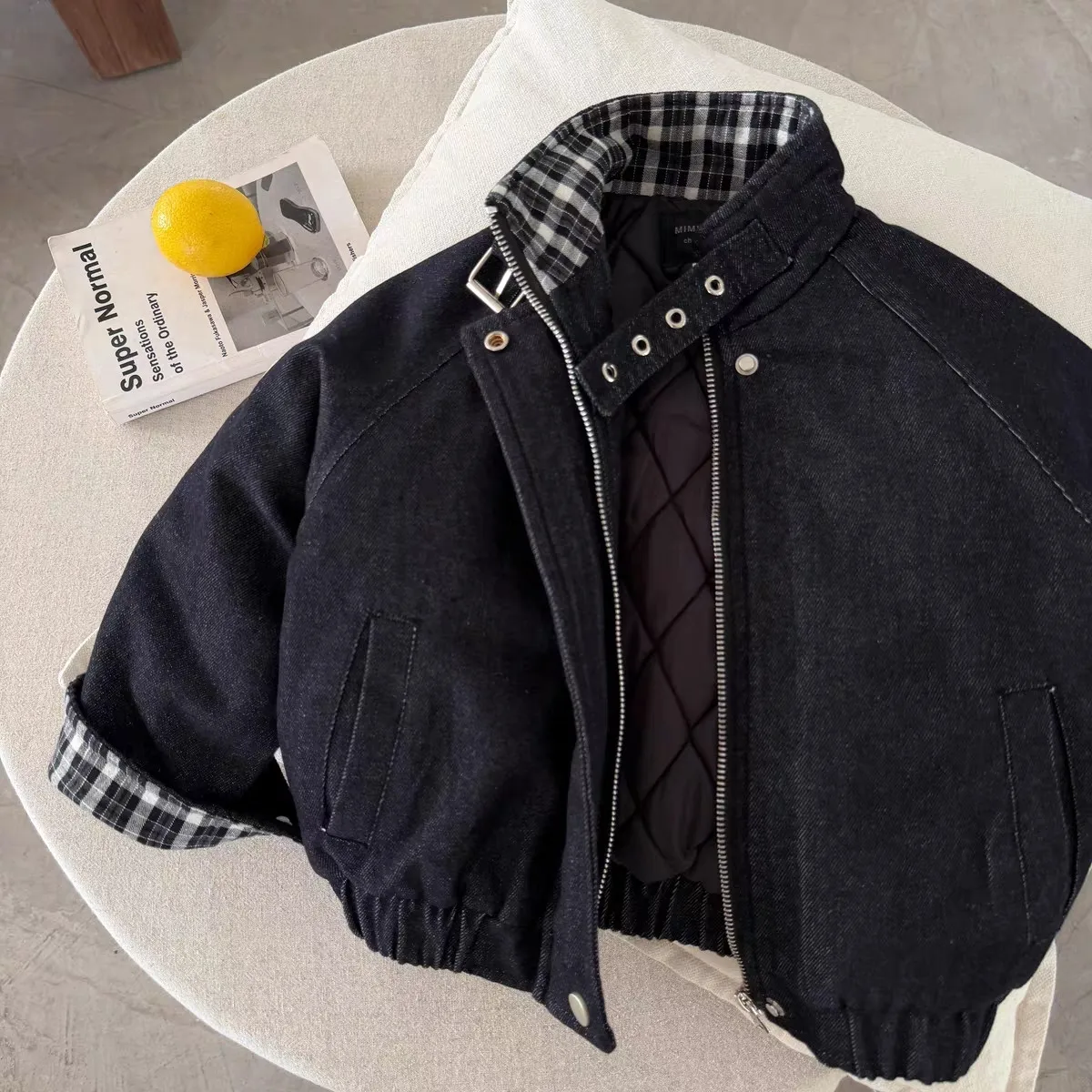 Boys Denim Jacket Cotton Padded Coat Autumn Winter New Kids Stand Collar Warm Biker Moto Jacket Children Clothing