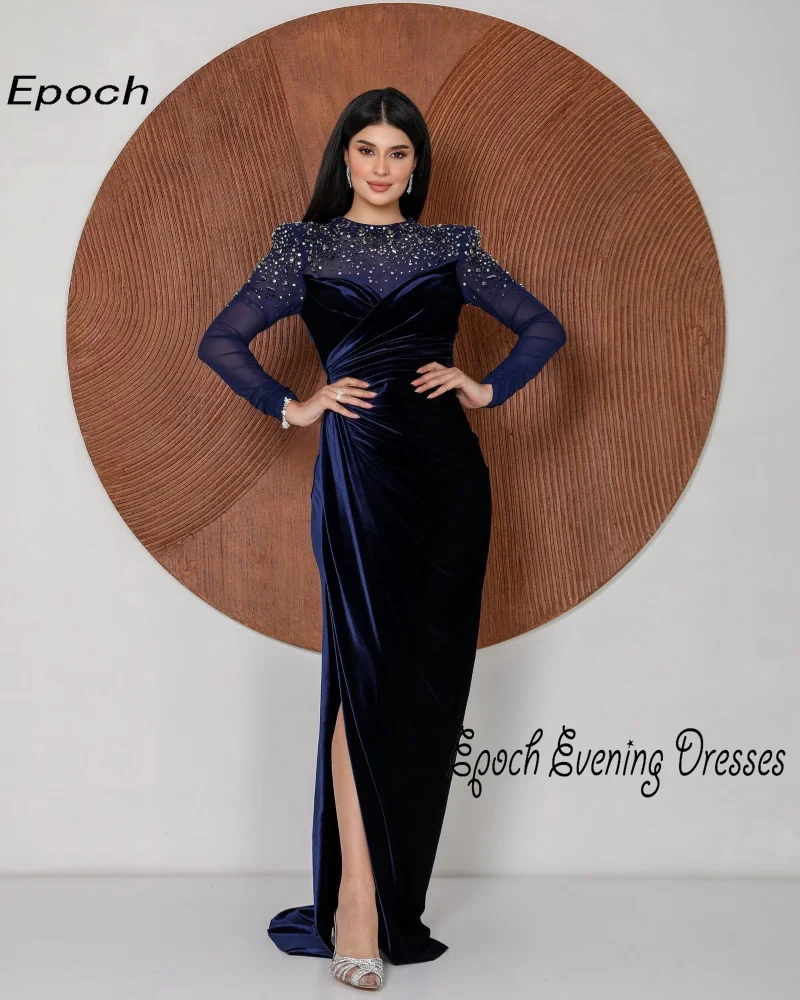 Epoch Long Evening Dress فساتين السهرة Elegant Sequined O-Neck High Split Mermaid Formal Party Gown For Sexy Women 2024 New