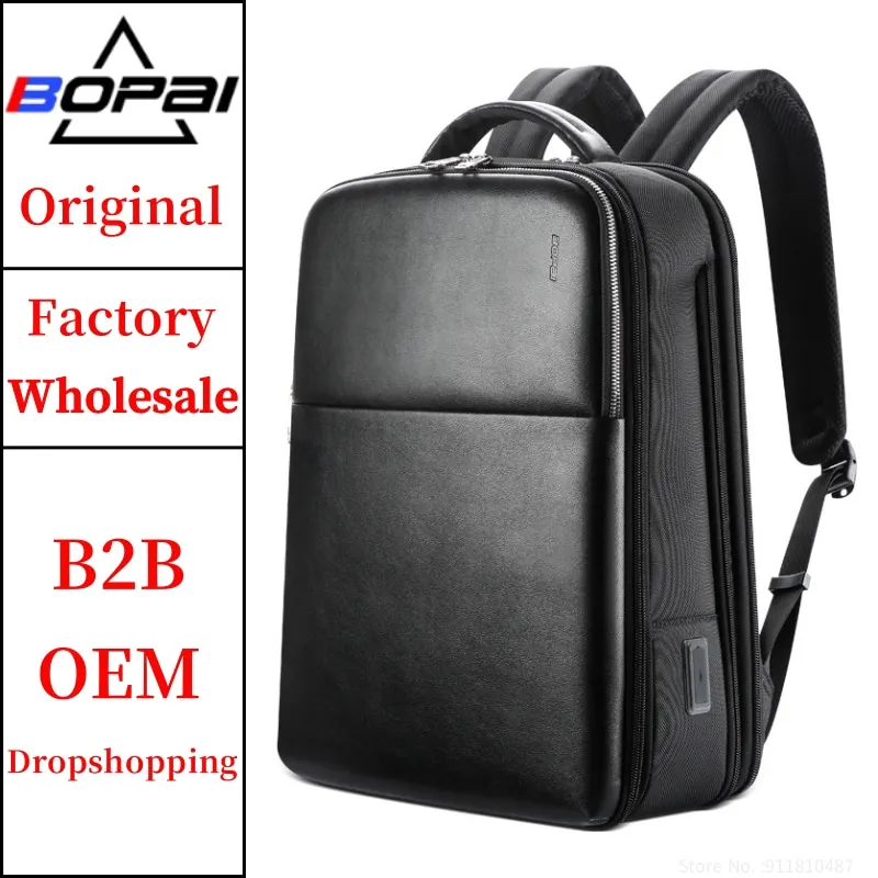 BOPAI Wholesale Bopai Expandable Casual Business Office Travel Bag Pack Anti Theft Men Usb Charging 15.6 Inch Laptop Backpack