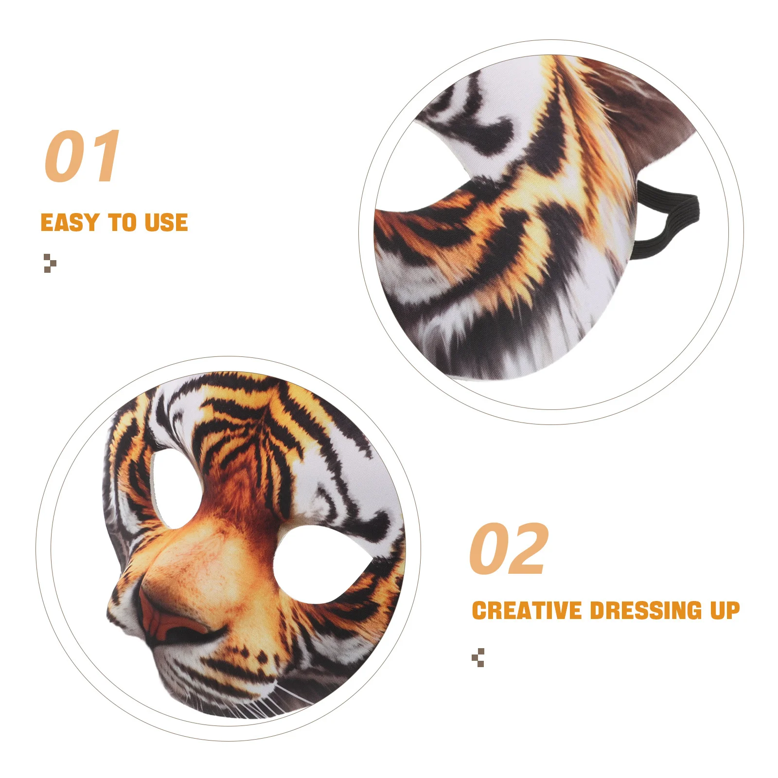 Eva Tiger Masker Half Gezicht voor Volwassenen Cosplay Carnaval Maskerade Kostuum Foto Prop Tijger Gezichtsmasker