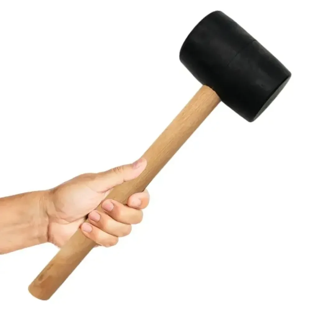 Durable Rubber Mallet Hammer with Wooden Handle for Camping Flooring Tent Pegs Woodworking  Soft Blow Tasks