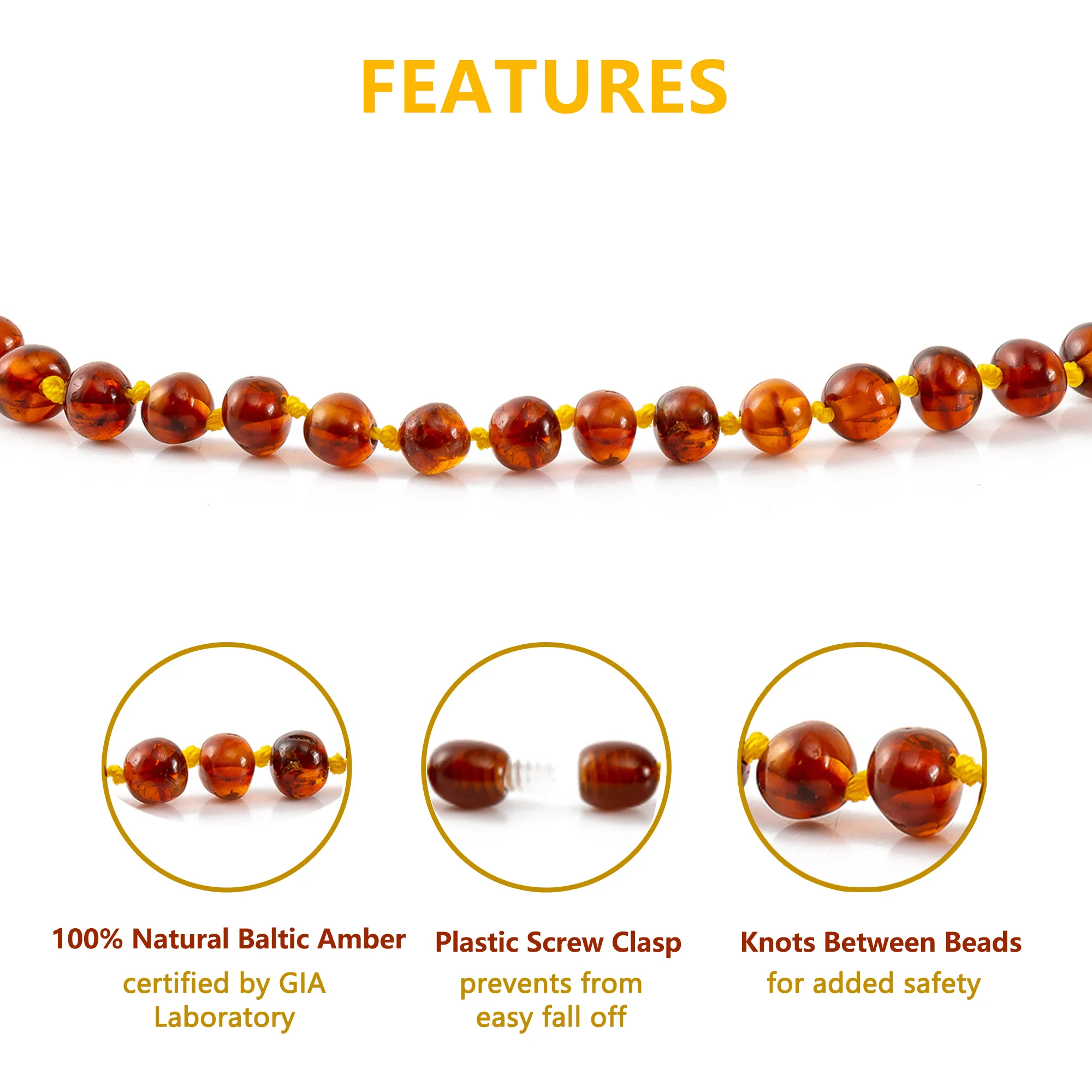 Raw Baltic Amber Bracelet/Anklet  for Adult - Lab-Tested Authentic