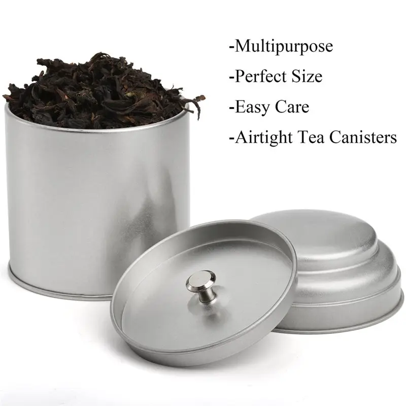 Premium-Tea Tins Canister Set Of 9-Pack Airtight Double Lids,8OZ Round Tin Boxes Small Kitchen Storage Containers For Coffee