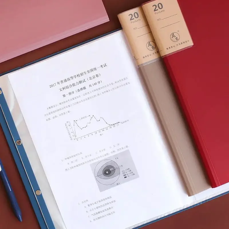 20/30/40 Pages A3 Display Book  Transparent Insert Folder Document Storage Bag for Bank Campus File Office Workplace Student