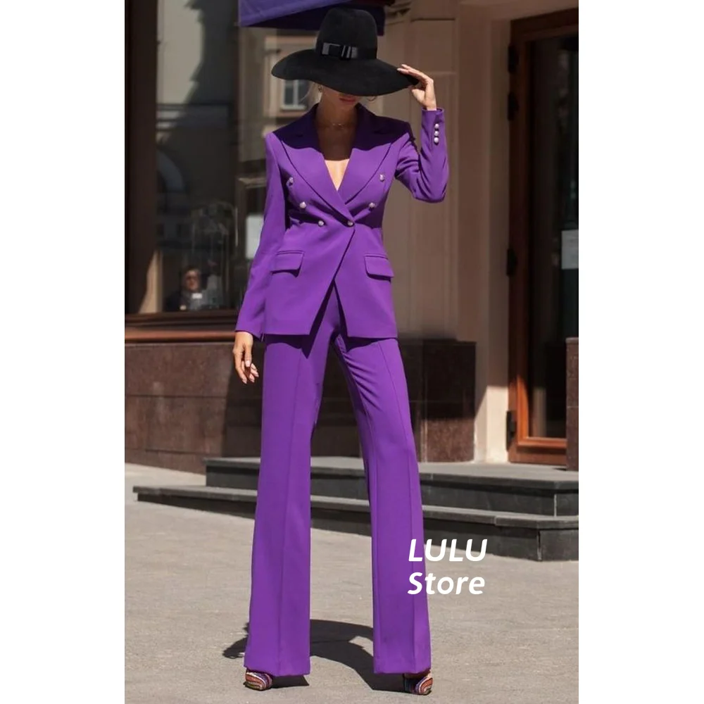 

Women Suits Sets Elegant Notched Lapel Double Breasted Designer Style High Waisted Pants & Jacket Party Dinner Prom Dress