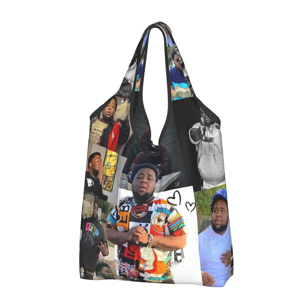 Rod Wave Portable Tote Shopping Bags Foldable Shopper Bag Grocery Handbag Shoulder Bag