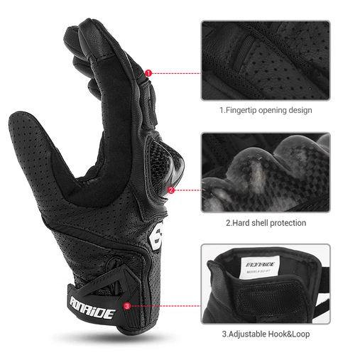 Imagen 2 del producto Guantes de cuero para hombre, Guantes transpirables de verano para carreras de motos, Guantes protectores para Moto y Motocross