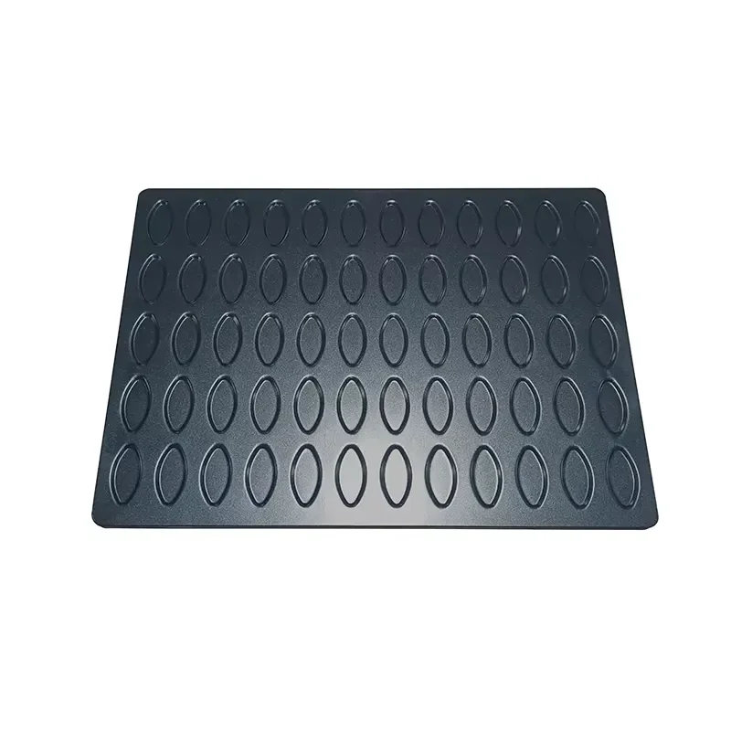 Heavy Duty Aluminum Coated Steel Non Stick Croissant Baking Pan 60 Mould Oval Shape Industrial Bread Oven Tray For Commercial