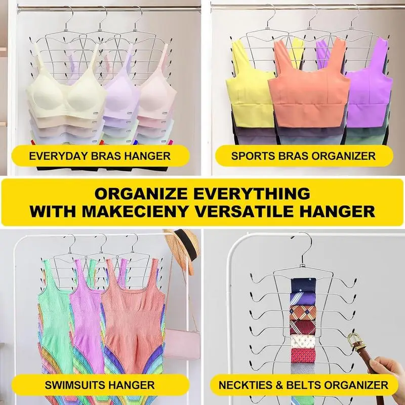 Metal Hanger Foldable Bra Hanger Space Saving 8 Layers Bra Hanger Non-slip Rotatable Sports Bra Rack for Wardrobe