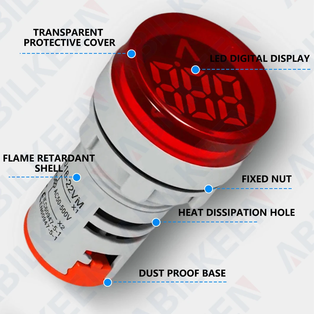 ABILKEEN AD16-22 LED Digitale Display Voltmeter 22MM Industriële LED Display Voltage Meter AC50 ~ 500V Multifunctionele Meter