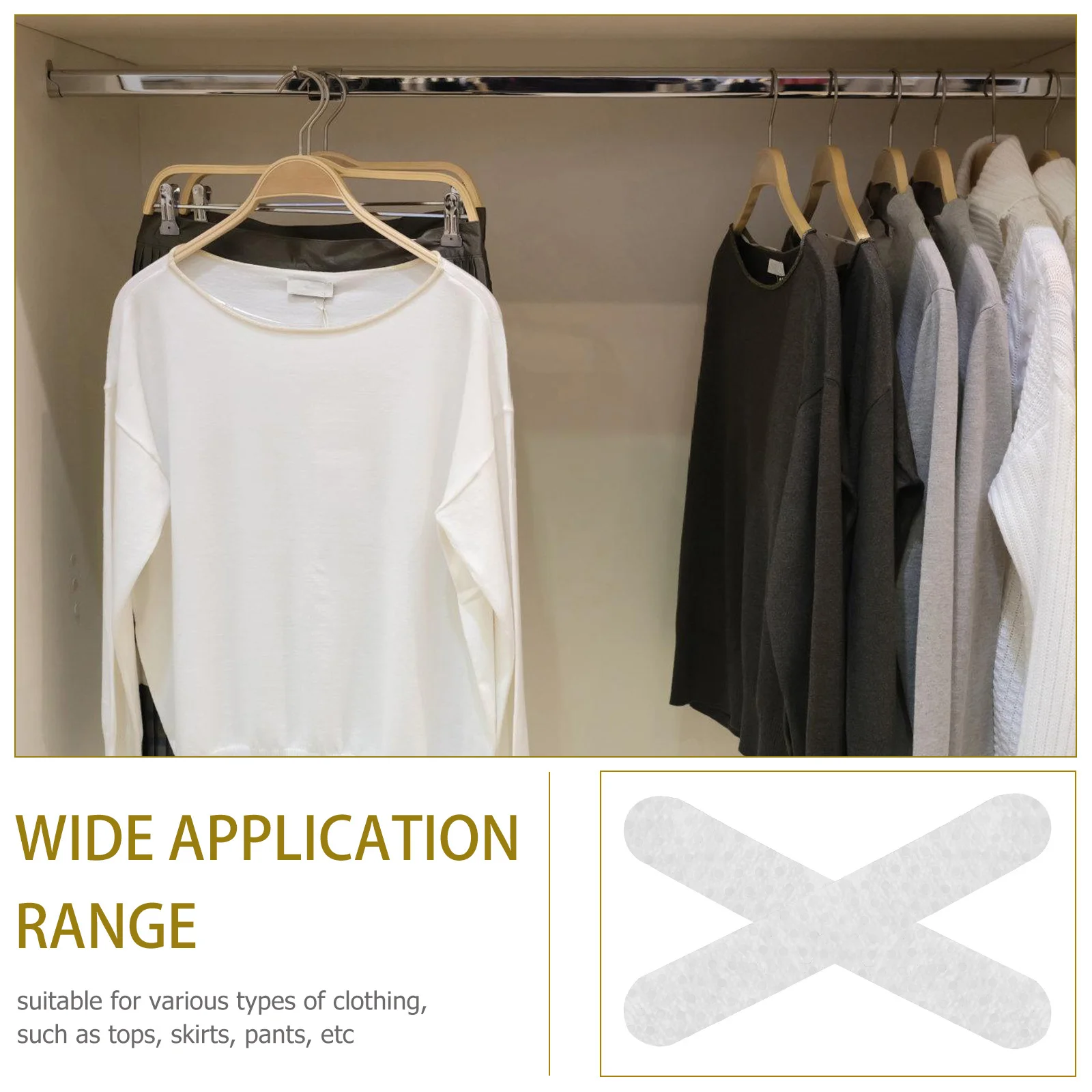 

100Pcs Non-Slip Hanger Strips Silicone Anti-Skid Grips for Clothes Wood Plastic Hangers Closet Supplies Hangers Grips