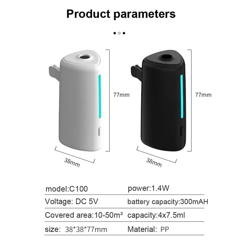 Waterless Essential Oil Aromatherapy Diffuser Office Desktop Portable Electric for Spa Home Mini Car Spray Timing 9 LED Lights