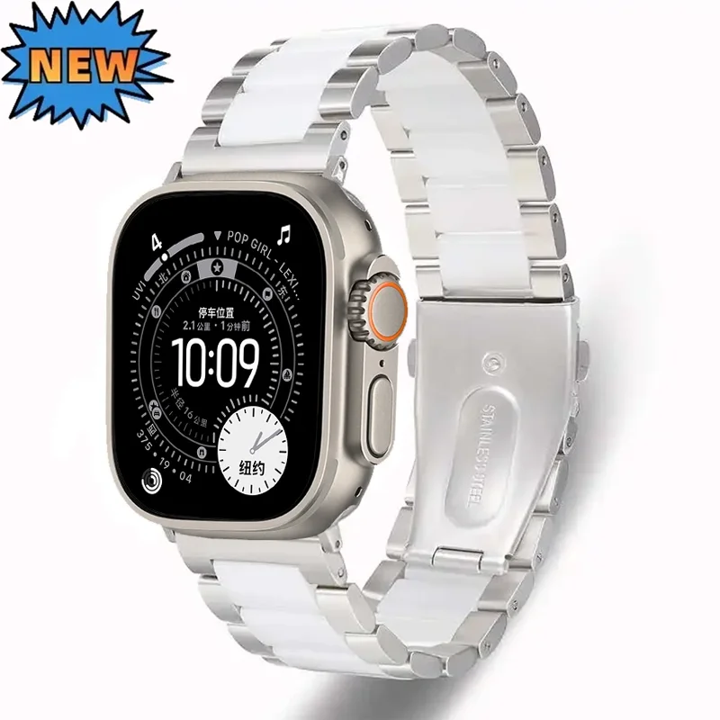 Metall+Keramik Armband für Apple Watch 49mm 46mm 42mm 45mm 44mm 41mm 40mm Armband für iWatch Ultra 3 11 10 9 8 7 6 5 4 SE