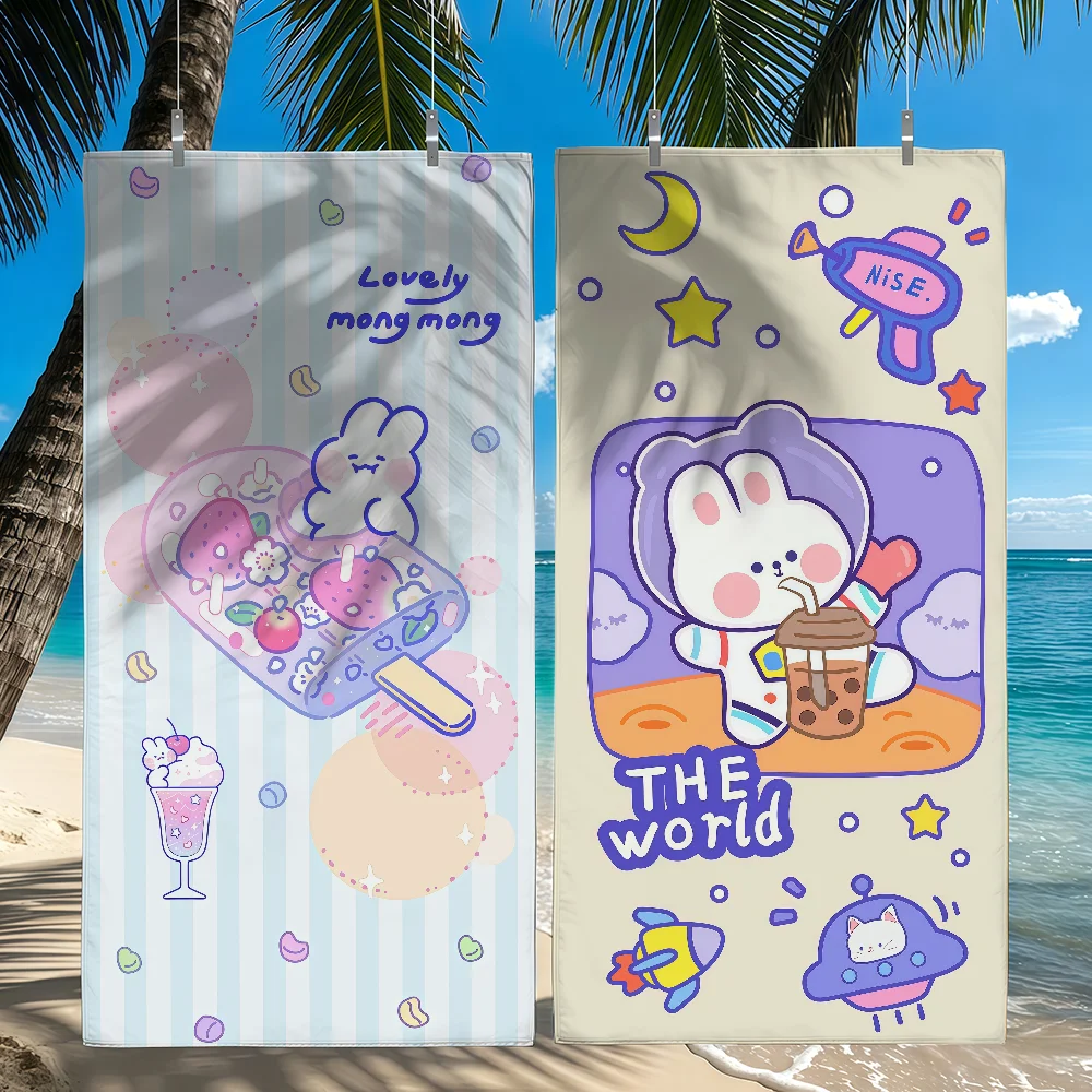 Cute Mongmong Rabbit Cartoon Towel Quick Drying Beach Towels Are Suitable For Swimming Pools Camping Yoga And The Gym
