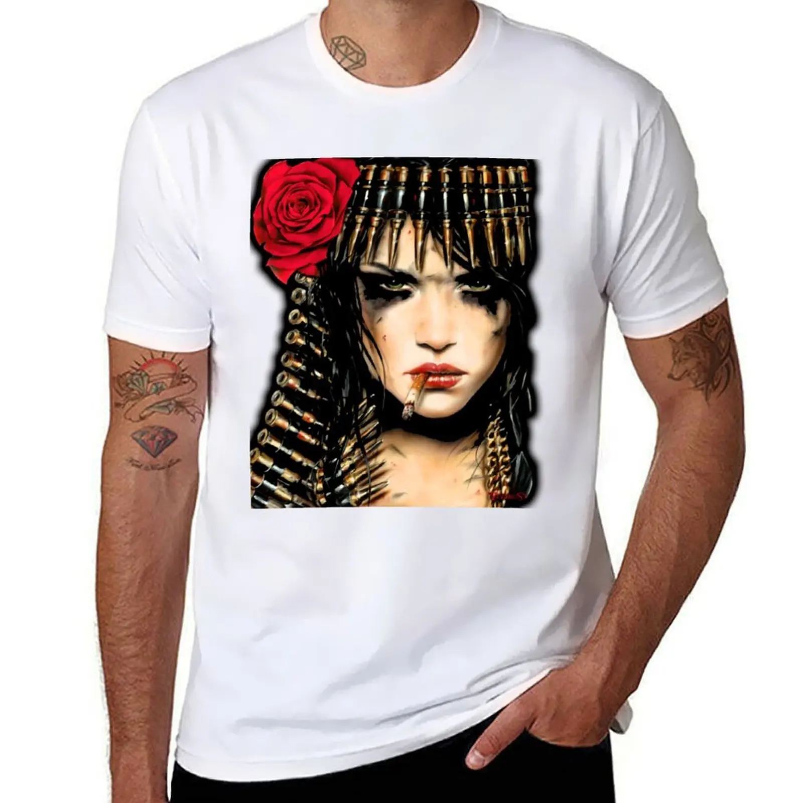 

Bandolier Girl T-Shirt t shirt for man 100 percent cotton t shirt man casual T-Shirt