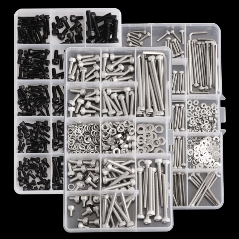 1-caixa-de-kit-sortido-de-parafusos-allen-de-cabeca-cilindrica-sextavada-porcas-e-arruelas-em-aco-inoxidavel-304-316-201-classe-129-m2-m25-m3-m4-m5-m6
