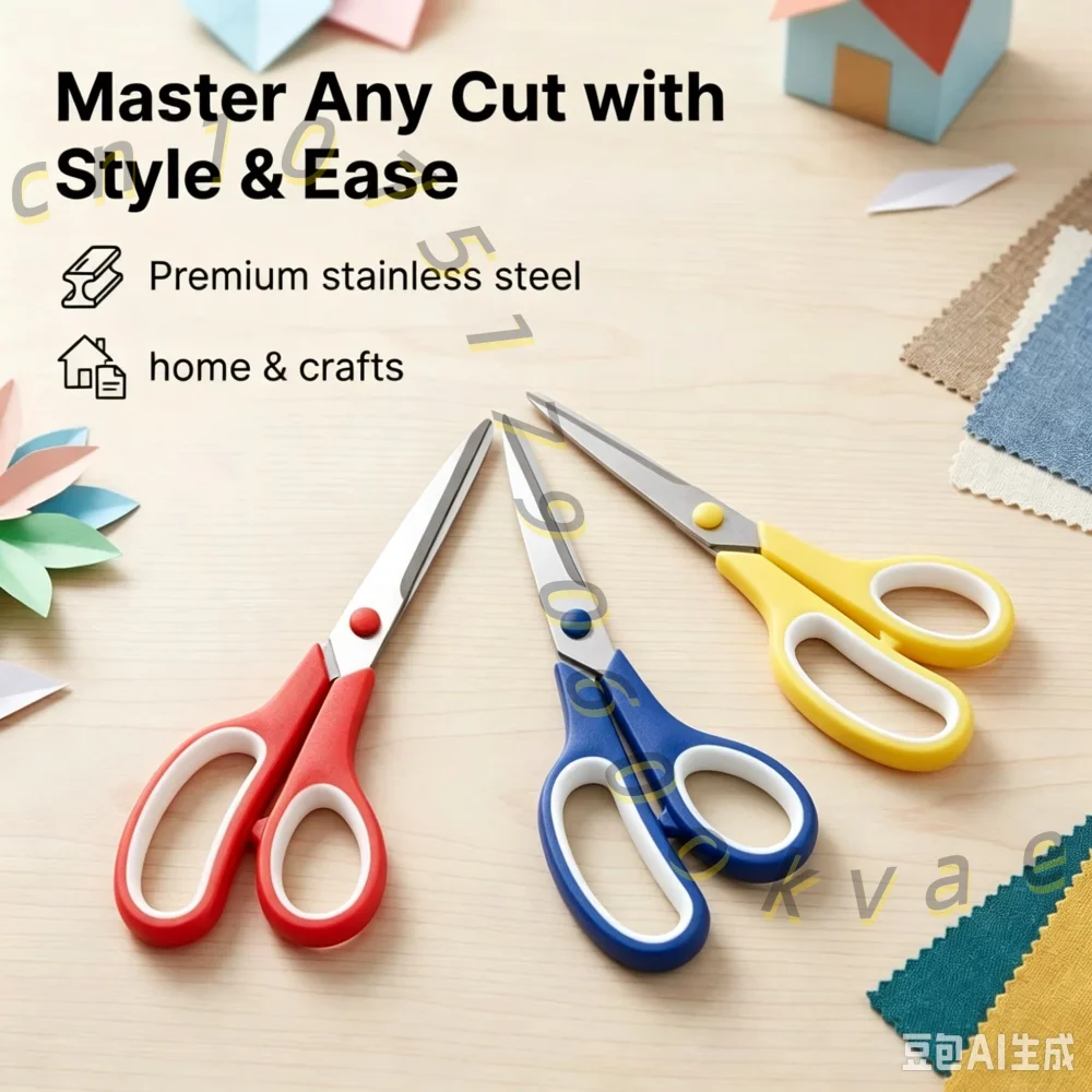 Sharp Stainless Steel Scissors Ergonomic Comfort Grip Handle for Paper Fabric Crafting Office Supplies