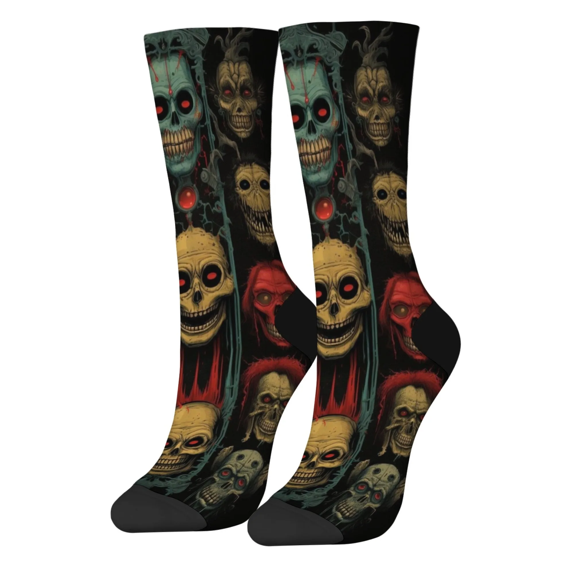 

Мужские забавные готические носки с рисунком черепа, ретро-рок, панк-клубные носки, мягкие дышащие нескользящие уличные носки для экипажа