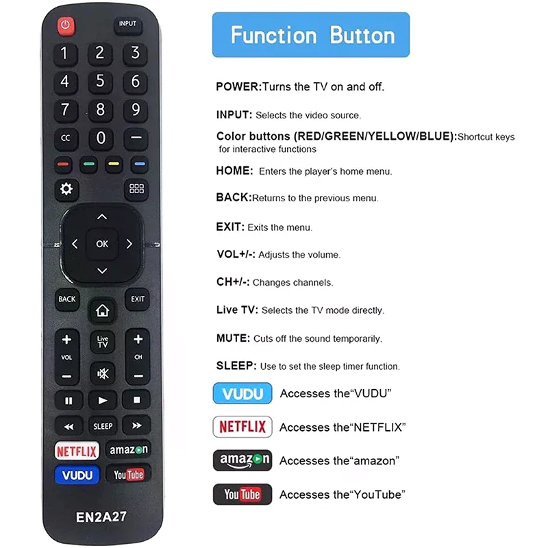 1 Piece For Hisense TV Replacement Universal Infrared Remote Control Compatible With All High-definition Android Smart TVs