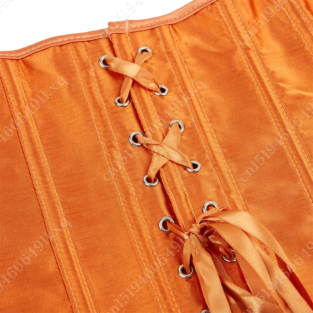 Corset Tops for Women Overbust Bustier Satin Sexy Lace up Corset Orange