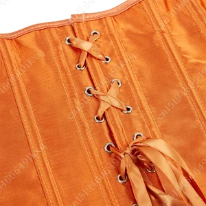 Spore mit orangefarbenen Satinschnur für Frauen, überbustierter, sexy Tops 12 Hauptverkauf Orange Korsett - №6