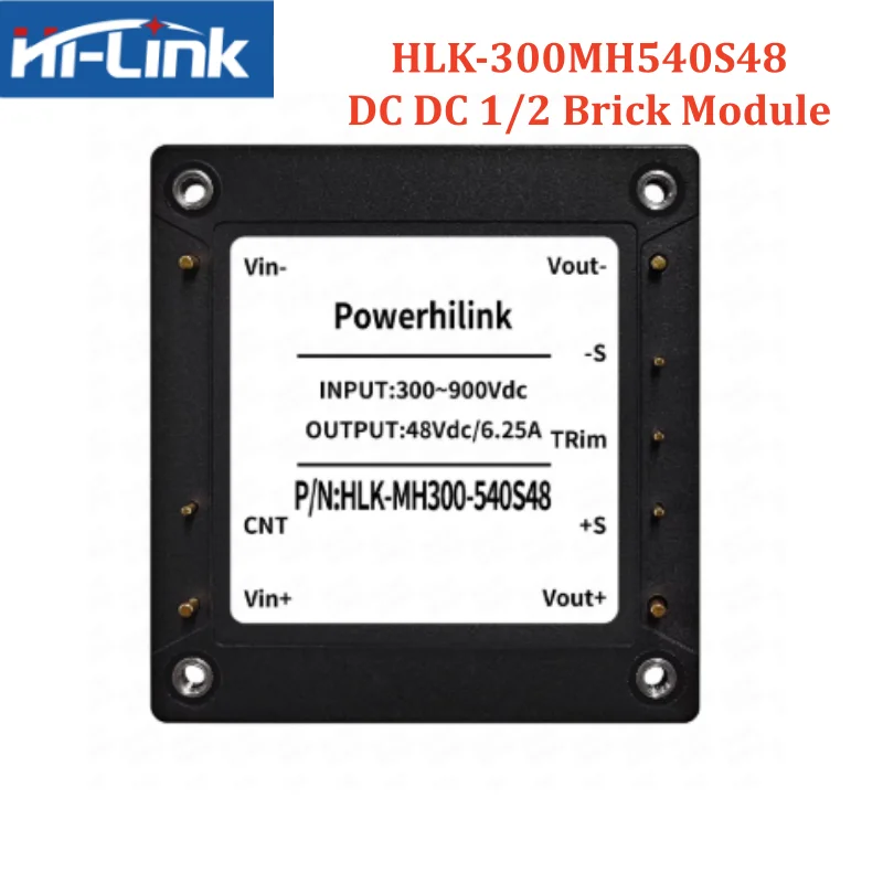 HLK-300MH540S48 300W Half Brick DC-DC Module 300-900VDC 48V 6.25A Positive Logic 3000VAC Isolation EN50155 Rail Grade
