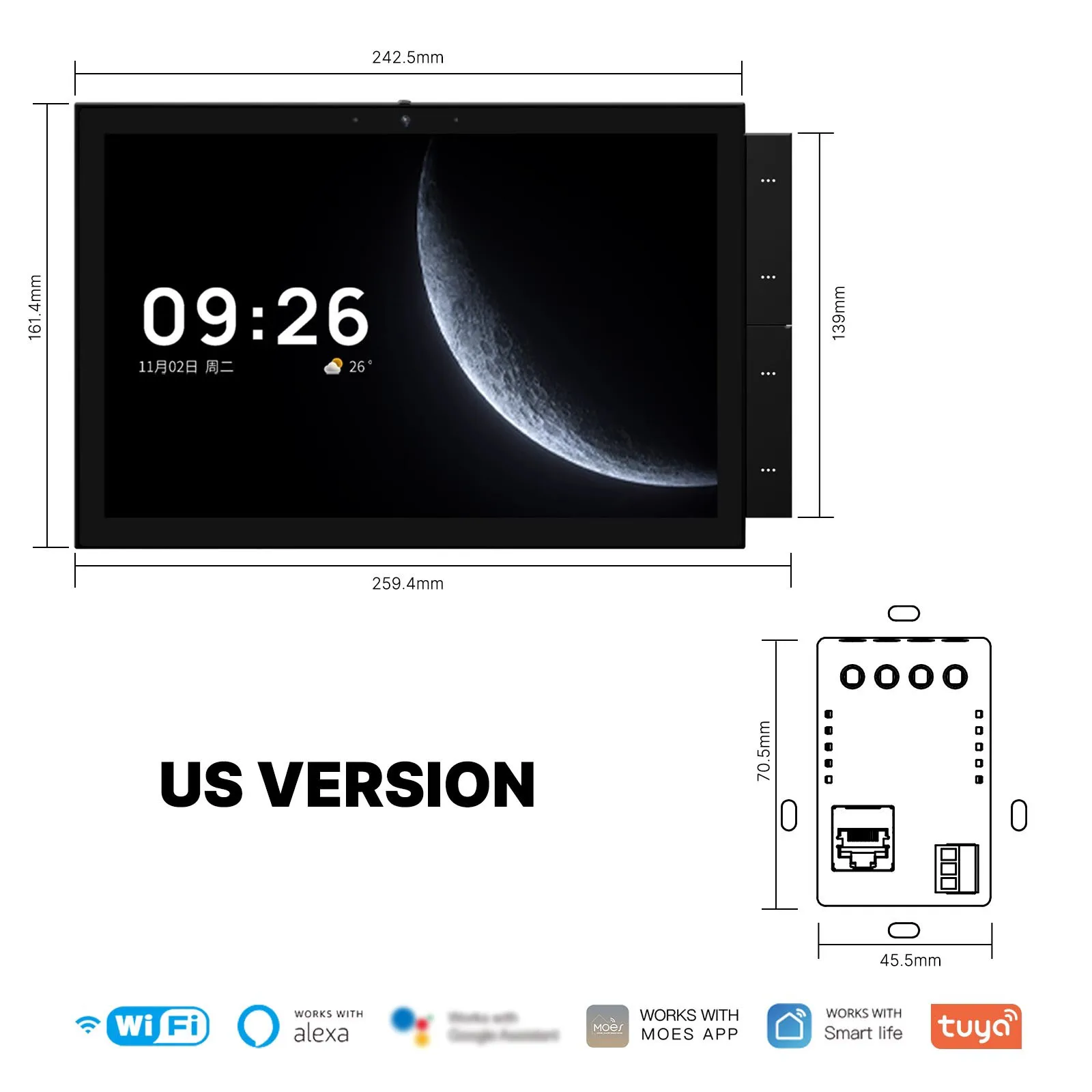 Tuya chytrý domácí řídí panel 10.1 palec dotek obrazovka s Bluetooth zigbee průchod Android 11 multifunkční elektromagnetické relé scéna spínač