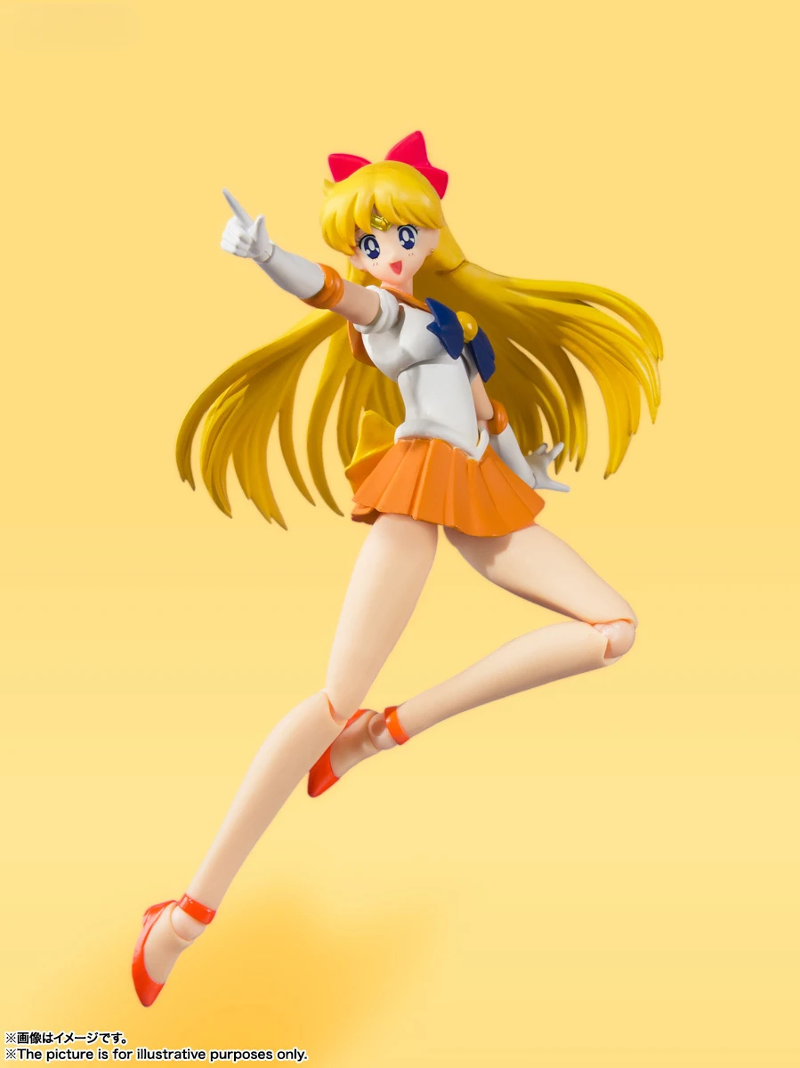 متوفر في المخزون سلسلة جديدة أصلية من Bandai SHF Sailor Moon Sailor Venus - نسخة ألوان الرسوم المتحركة - هدية دمية قابلة للجمع