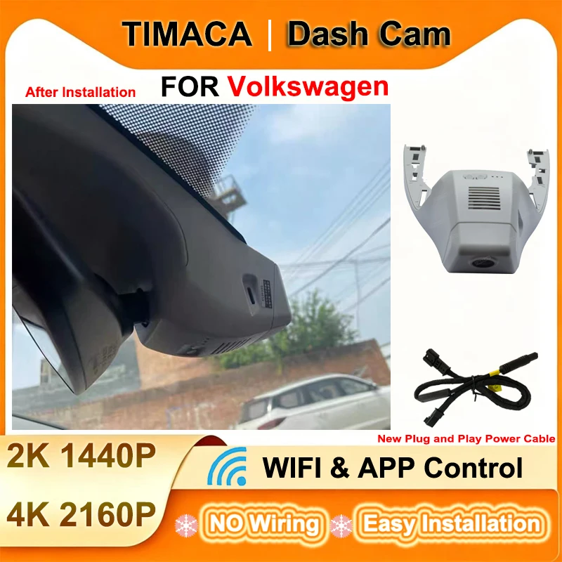 TIMACAM For Volkswagen VW T-Roc t Roc AC7 A11 2017 2018 2019 2020 2021 2022 Dash Cam 4K 2160P Wifi Plug and Play Video Recorder