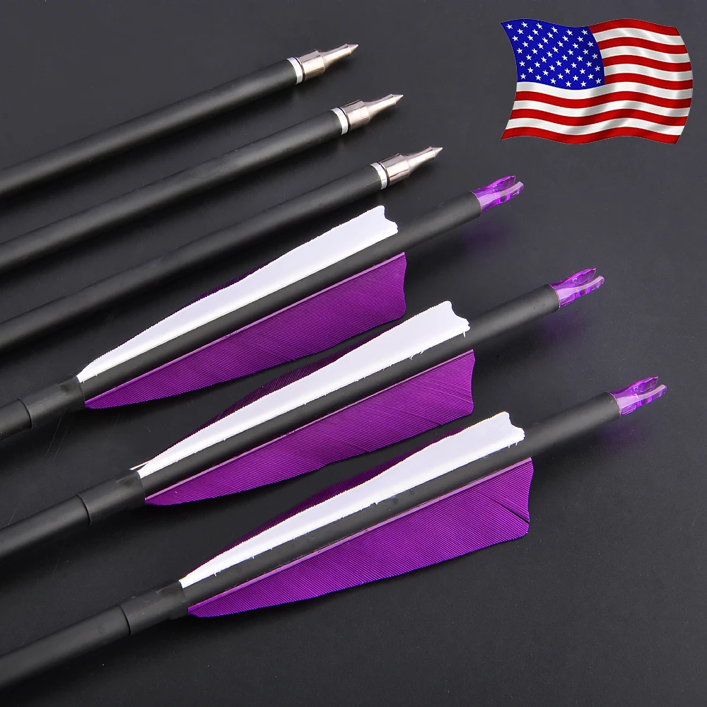 

12 шт. разноцветных карбоновых стрел с оперением из пера индейки, спайн 500, внутренний диаметр 6,2 мм, внешний диаметр 7,8 мм, наконечники 100 г, для лука, охоты, стрельбы