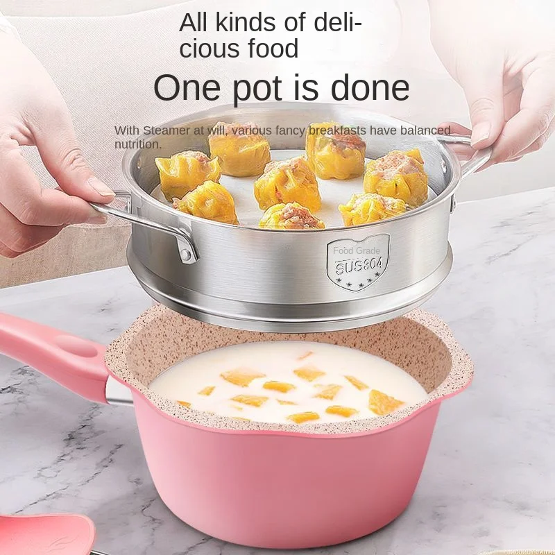 Darling Soup Pot, Baby's Multifunctional Milk Pot, Pan-fried and Stewed Wheat Rice Stone Non-stick Pot, Dormitory Instant Noodle