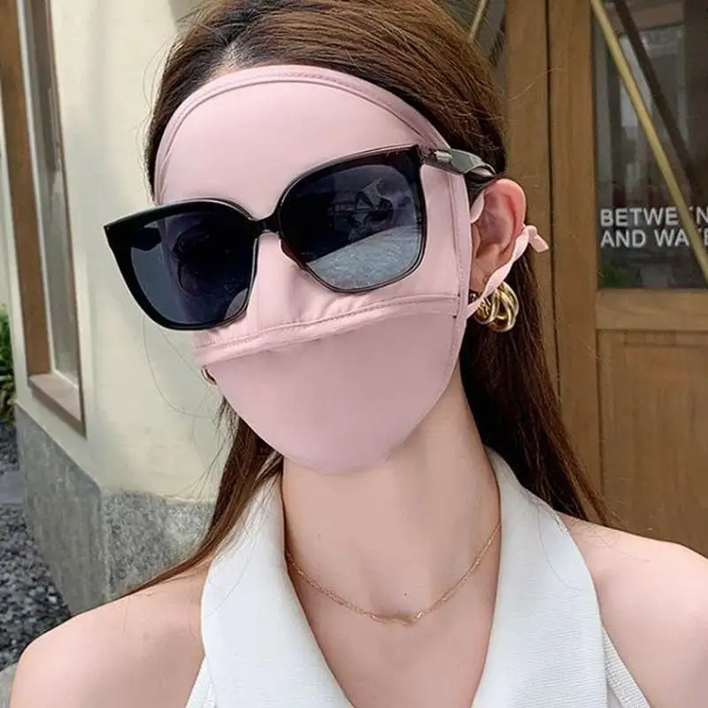 

[1/4Pcs] Sunscreen Mask Female UV Protection Full Face Summer High-efficiency UV Protection Full Face Protective Mask