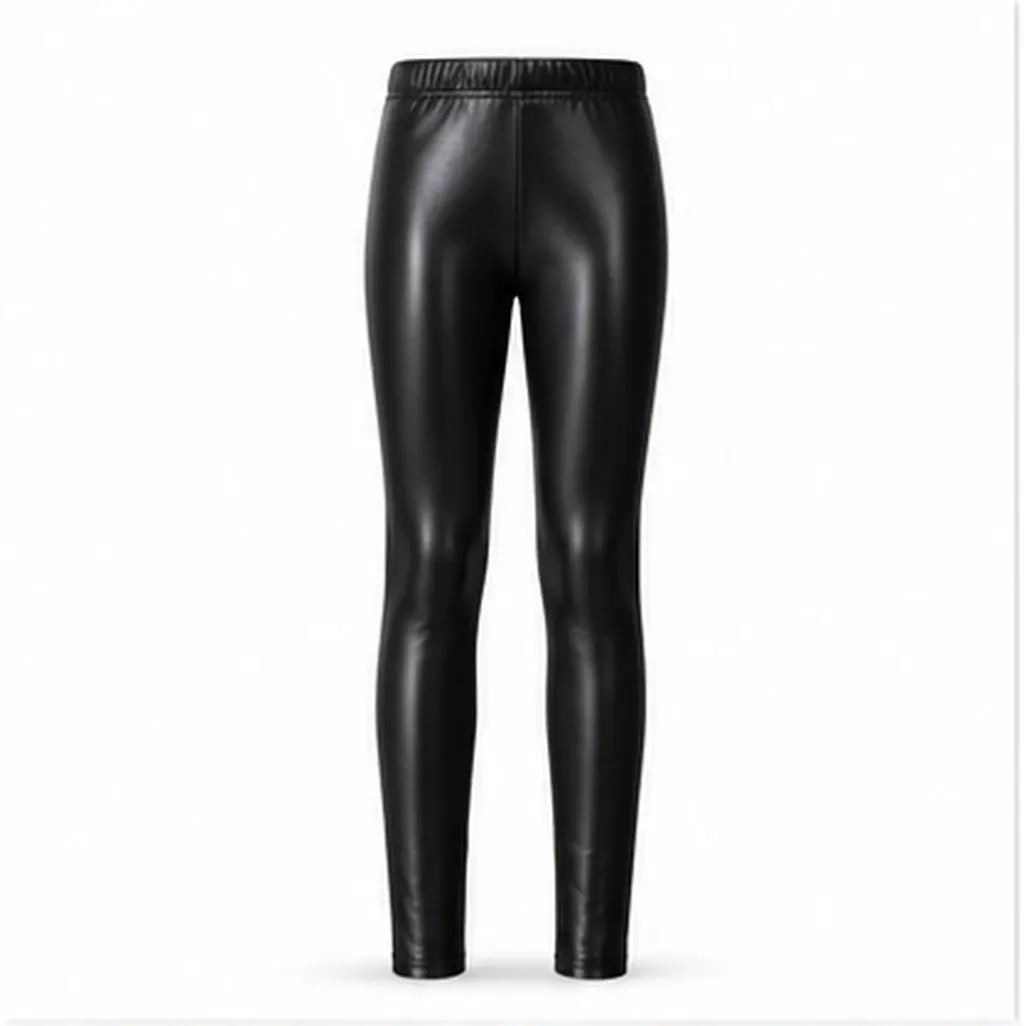 Warm PU Leggings for Girls, Thick Winter Smooth Crease-Resistant Anti-Peeling Tights, Easy to Match with Sweaters