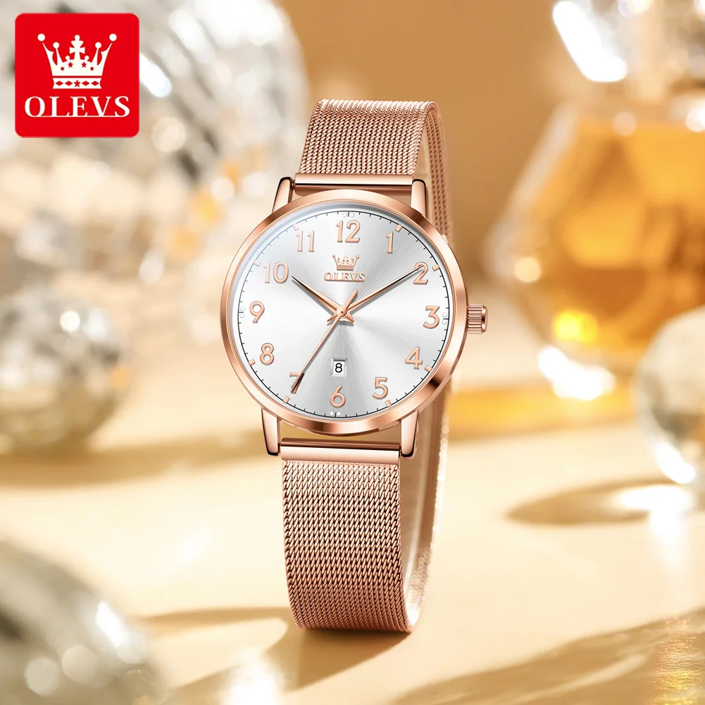 OLEVS New 5653 Women Watch Luxury Brand Quartz Watch Elegant Rose Gold Digital Waterproof Watch HD Simple Bracelet Women Watch
