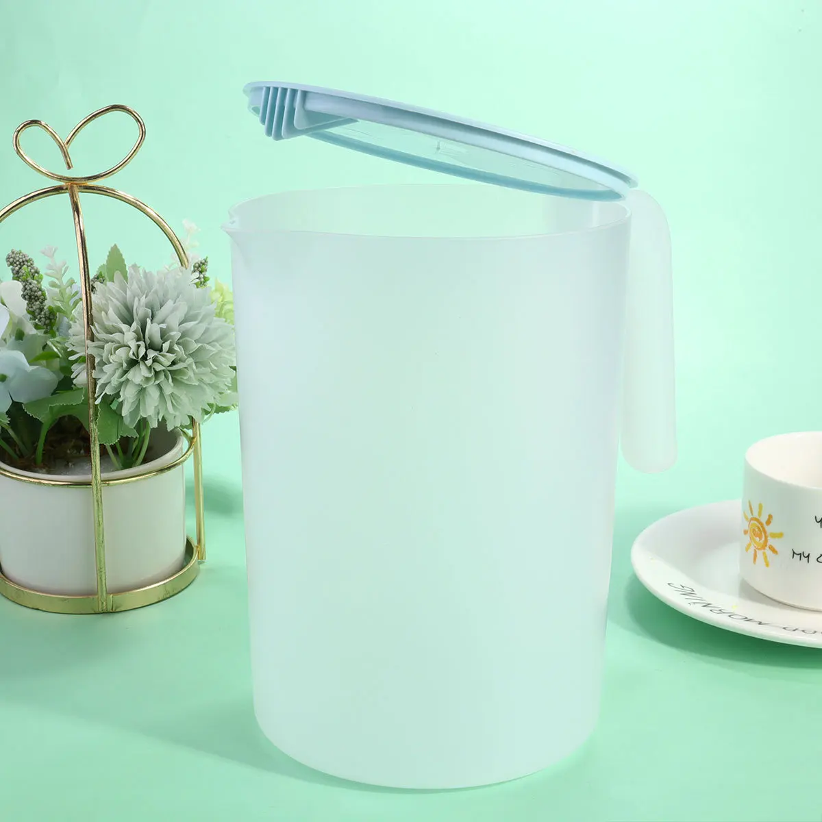 

1pc 2500Ml Cold Water Kettle Large Opening Plastic Beverage Pitcher Easy Clean Handle Portable Juice Pot For Picnic