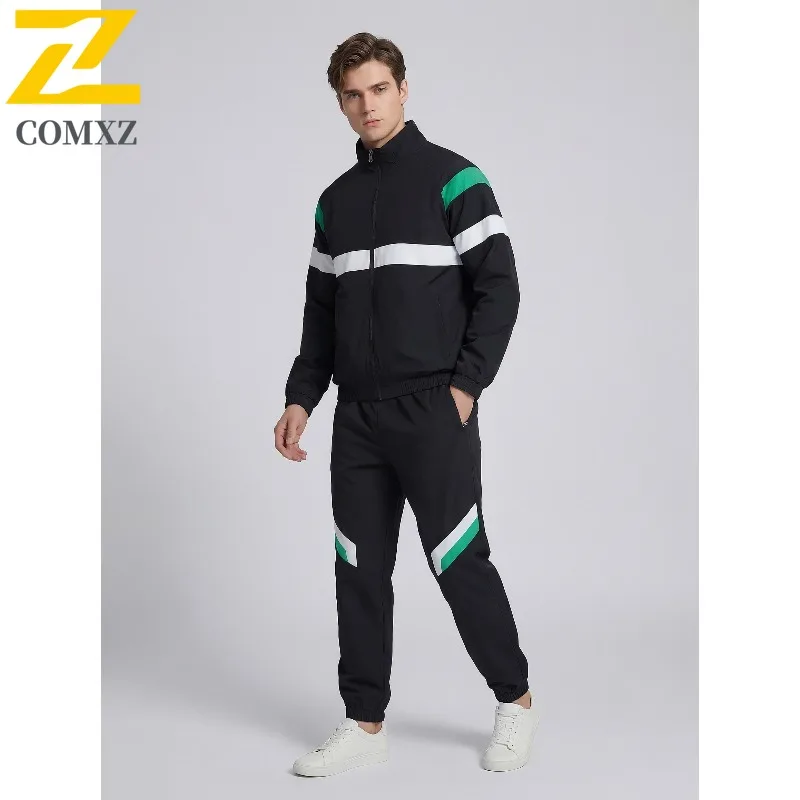 

Autumn Men Sportswear Set Jogging Splicing Tracksuit Suit Streetwear Casual Basketball Training Jacket + Pants 2 piece Sets Man