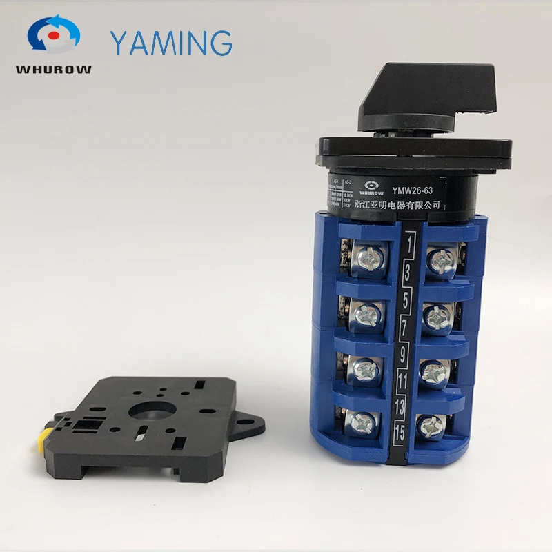 LW26-63 DIN Rail Mounted Multi Position Rotary Cam Switch 690V 63A 4 Pole Universal Changeover Cam Switch YMW26 LW28