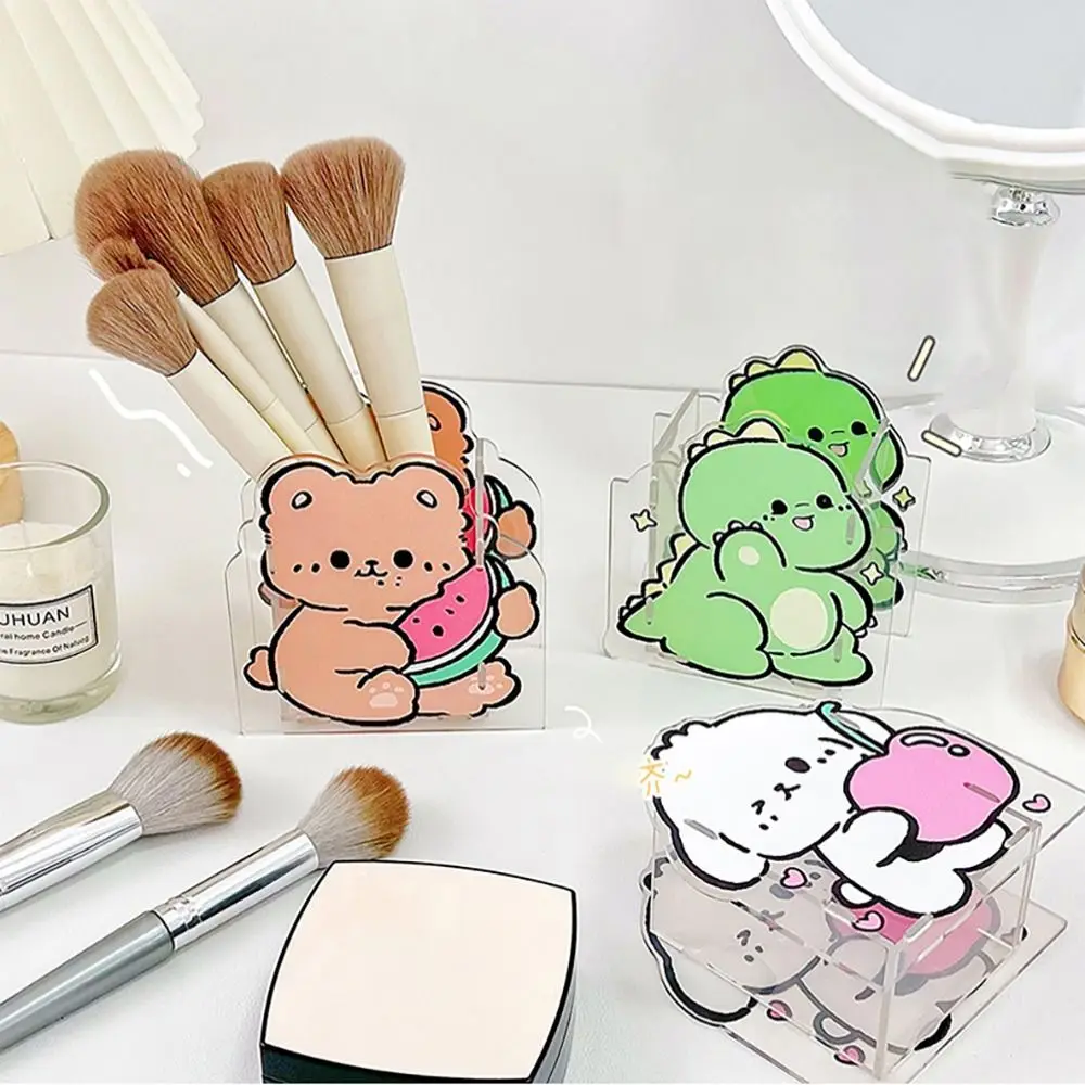 Cute Cartoon Acrylic Pen Holder Large Capacity Pencil Container High Quality Makeup Brush Storage Holder Desktop Storage image 2
