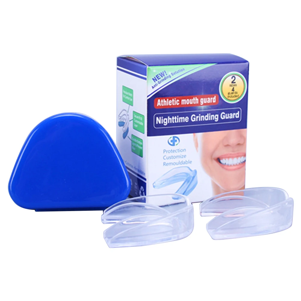 

12-4Pcs Teeth Protection with Storage Case Anti-Grinding Mouth Protector EVA Mouthguard Transparent for Teeth Clenching at Night