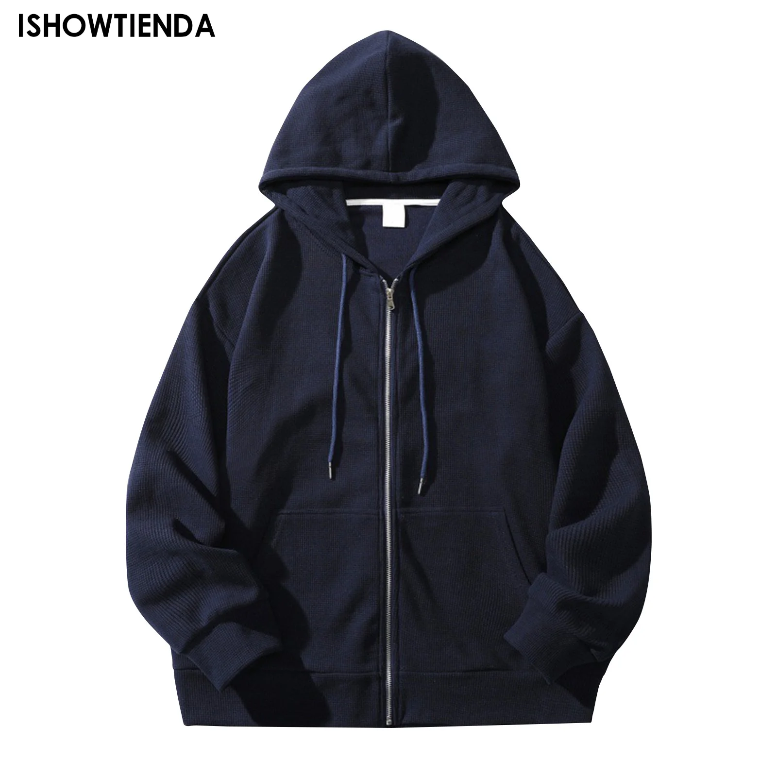 

Solid Print Hoodie Men Retro Zip Up Long Sleeve Loose Jacket Coats Harajuku Casual Daily Hooded Sweatshirt Y2k Streetwear