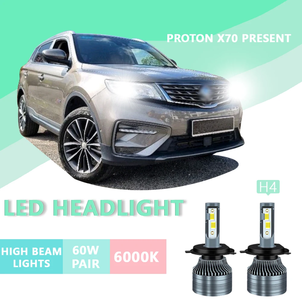 

2PCS FOR Proton x70-present 6000k H4 Super Bright Hi/Lo Beam Headlamp Lampu LED Headlight Bulb White Light