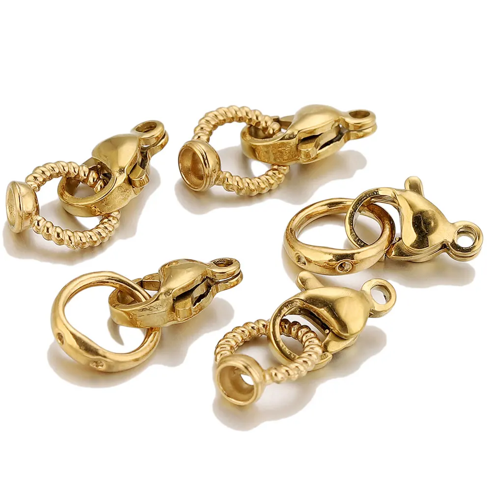 5/10pcs/lot Stainless Steel Gold Lobster Clasp Wire Cord End Caps Connection for DIY Bracelet Making Supplies Wholesale Items