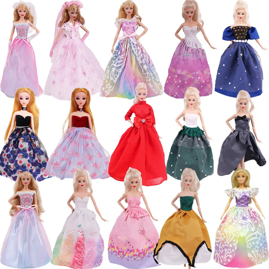 Voor poppenaccessoires van 27-30 cm, modieuze en zoete temperamentjurk, formele kleding, handschoenen, hoofdbandset, kindercadeau