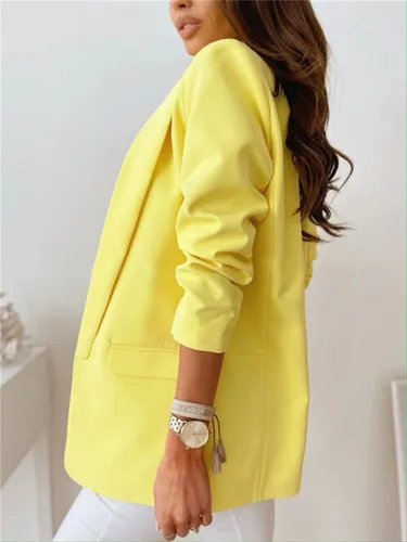 Imagen 2 del producto Otoño Europa y Estados Unidos nueva chaqueta de manga larga pequeña de color puro transfronteriza