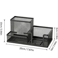 Mesh Desk Organizer Office Supplies Caddy with Pencil Holder and Storage Baskets for Desktop Accessories, 3 Compartments, Black 4
