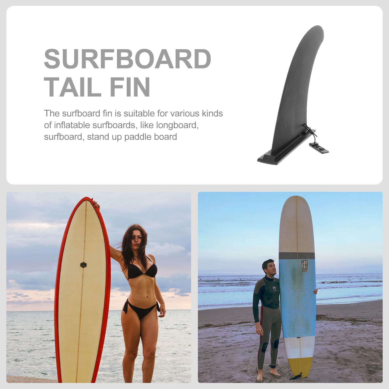 

2Pcs Slide-in Large Fin Surfboard Paddleboard Stabilizer Nylon Wear-Resistant Replacement for Inflatable Longboard Sup Balance