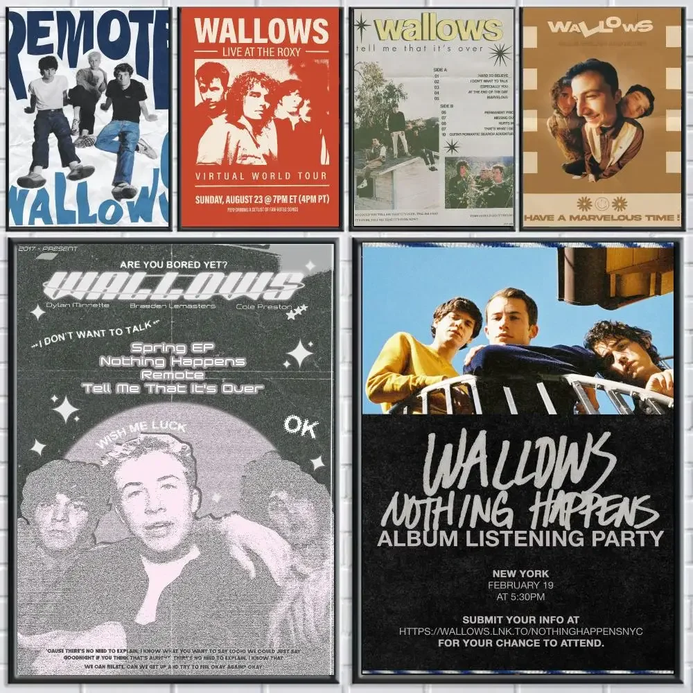 band W-Wallows-S Poster Peel and Stick Wall Art for Cafe Office Bar and Home Decoration