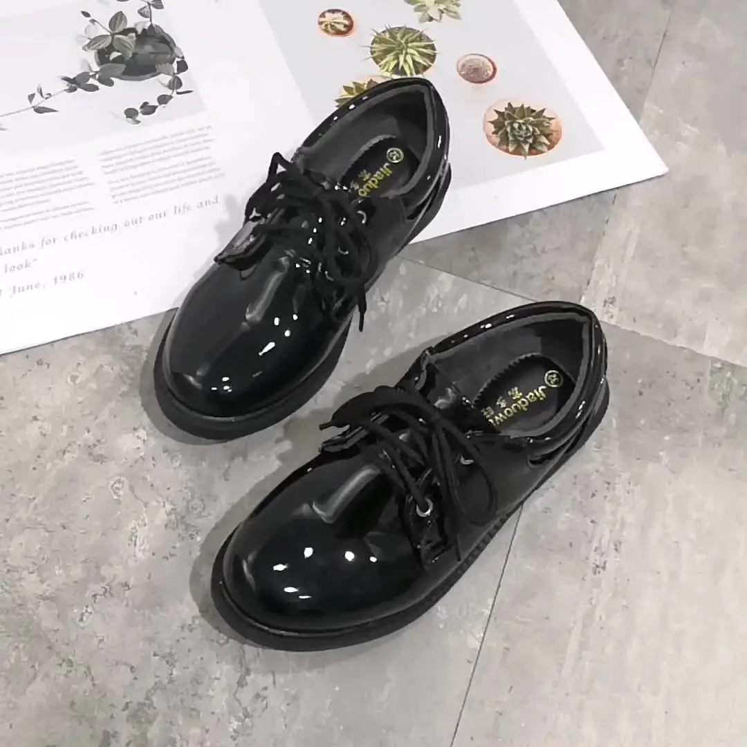 Kids Boys Leather Shoes Black Patent Leather Single Footwear England Style Flower Boys Footwear Kids Performance Party Shoes