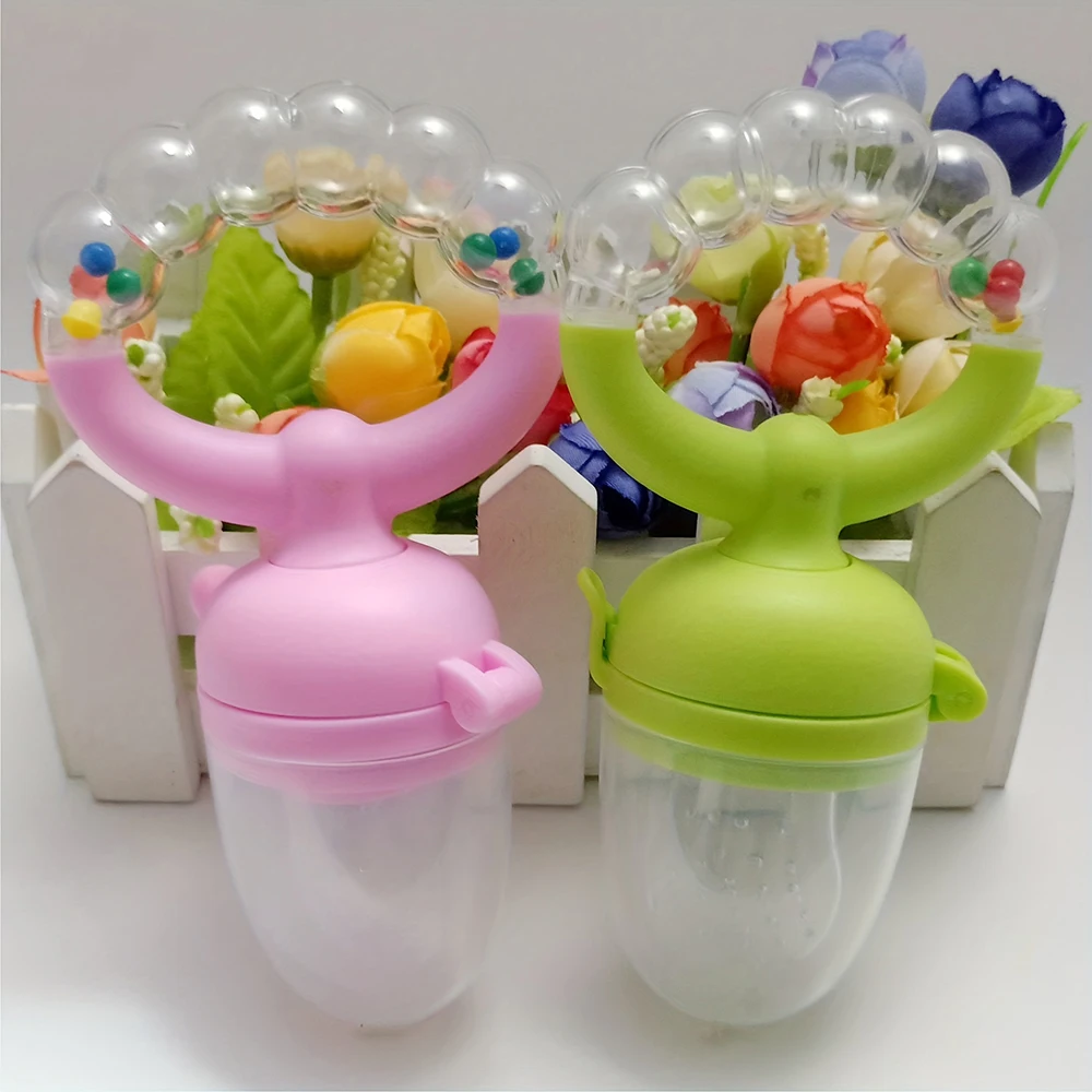 2-in-1 Push-on Type Baby Fruit Feeder, Silicone Fresh Food Feeder, Vegetable Supplement Biting Feeding Tool